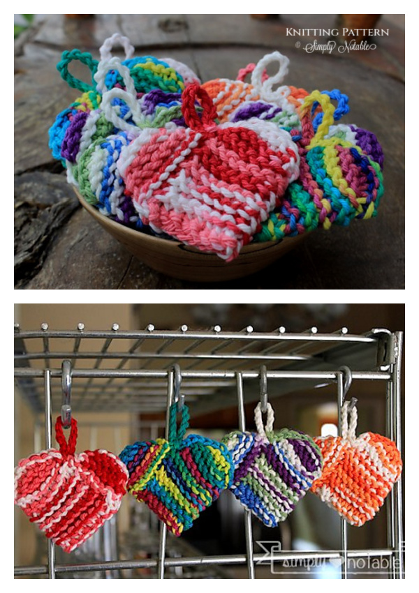 Valentine Heart Tawashi Scrubby Knitting Pattern