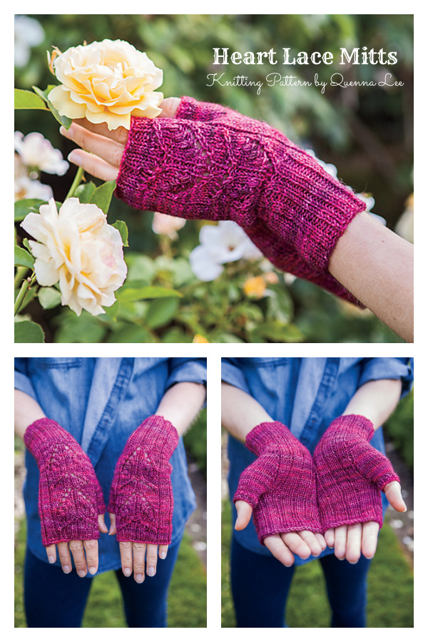 Heart Lace Mitts Knitting Pattern