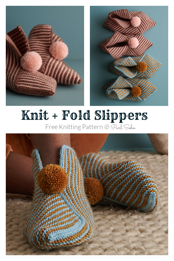 Knit + Fold Slippers Free Knitting Pattern