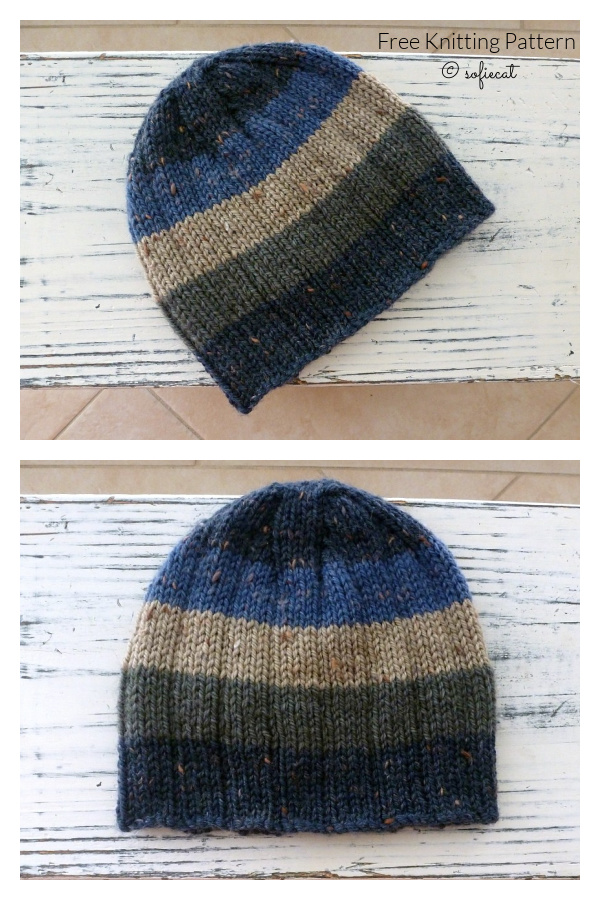 Rib-A-Roni Beanie Hat Free Knitting Pattern