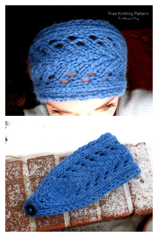 Blue Leaf Headband Free Knitting Pattern