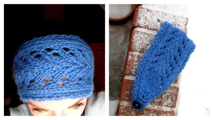Blue Leaf Headband Free Knitting Pattern