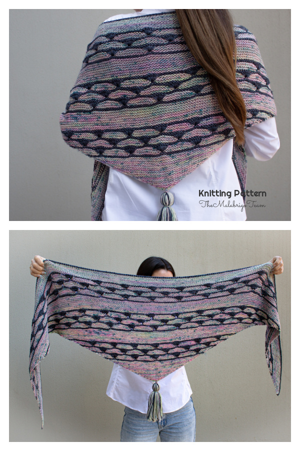 Knit Bud Stitch Lehigh Shawl Knitting Pattern