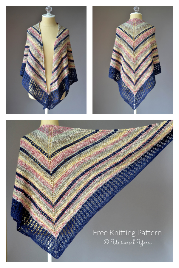Lace Border Flying V Shawl Free Knitting Pattern