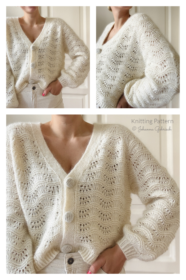 Lace Jean Cardigan Knitting Pattern (XS - 4XL)