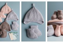 Little Garter Hat + Booties Free Knitting Patterns