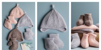 Little Garter Hat + Booties Free Knitting Patterns