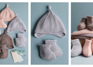 Little Garter Hat + Booties Free Knitting Patterns