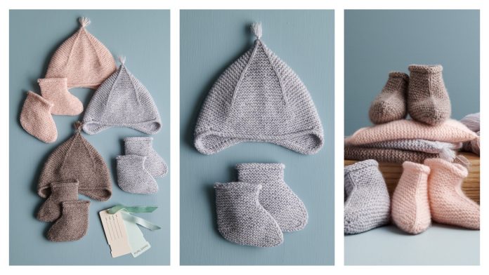 Little Garter Hat + Booties Free Knitting Patterns