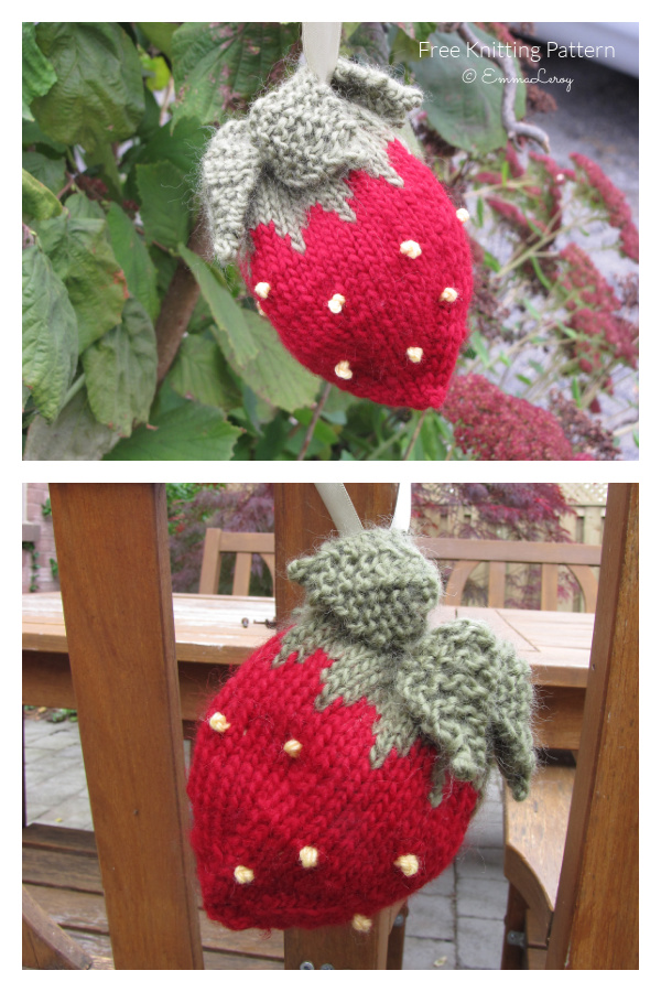 Strawberry Drawstring Bag Free Knitting Pattern