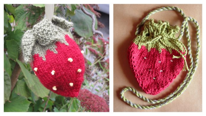 Strawberry Drawstring Bag Free Knitting Patterns