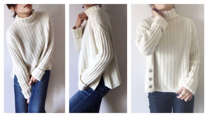 Ribbed Sea Sweater Pullover Free Knitting Pattern