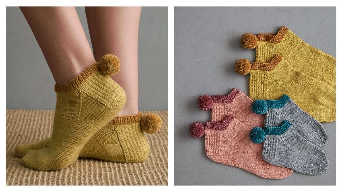 Pom Pom Socklets Free Knitting Pattern