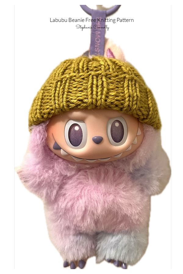 Labubu Knit Beanie Hat Free Knitting Pattern