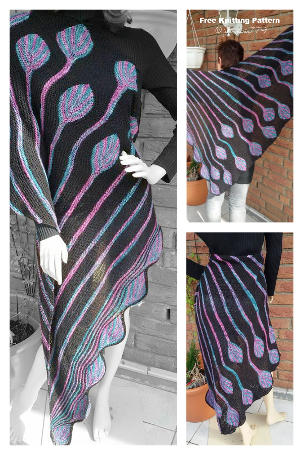 Bed of Tulip Shawl Free Knitting Pattern