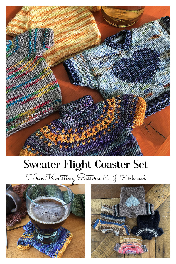 Sweater Flight Coaster Free Knitting Pattern