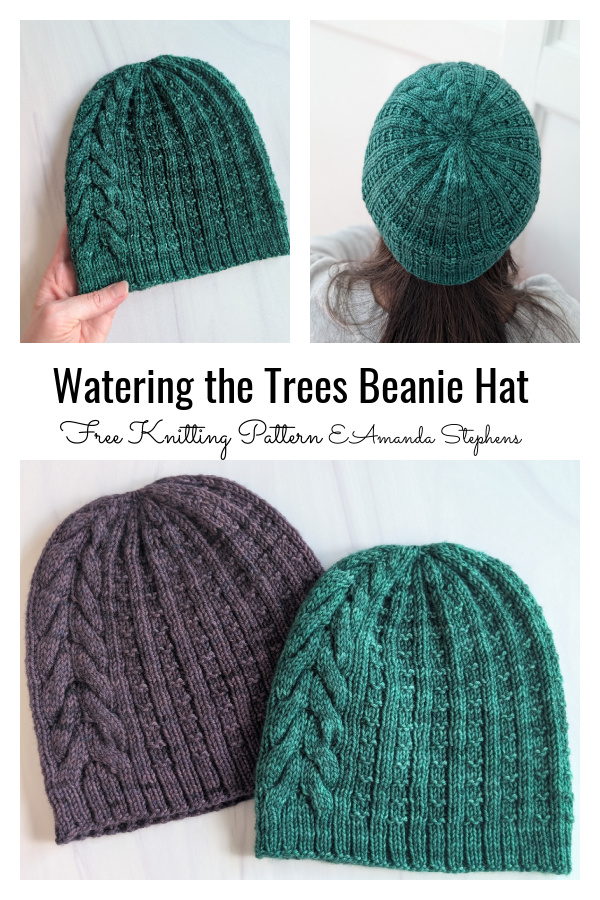 Watering the Trees Beanie Hat Free Knitting Pattern