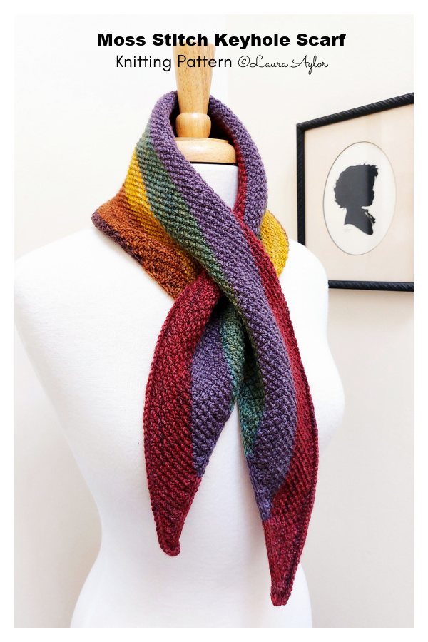 Waiting for Fall Moss Stitch Keyhole Scarf Knitting Pattern
