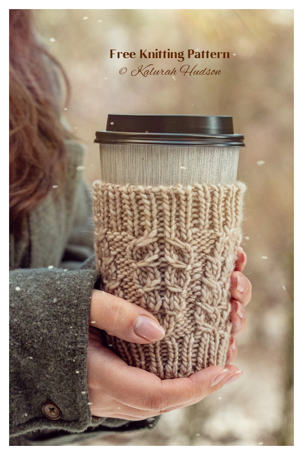 Snow Fern Cup Cozy Free Knitting Patterns