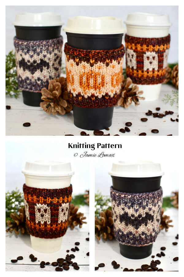 Autumn Doodle Cup Cozy Knitting Pattern