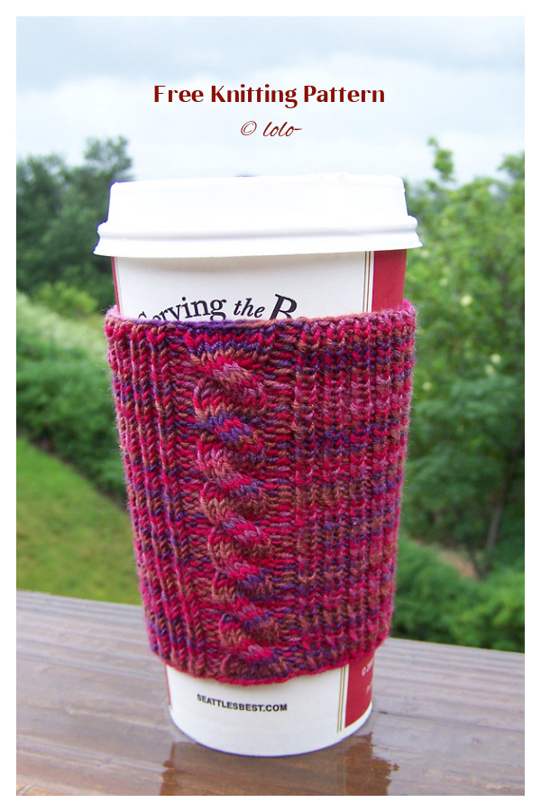 Cabled Coffee Cuff Cup Cozy Free Knitting Pattern