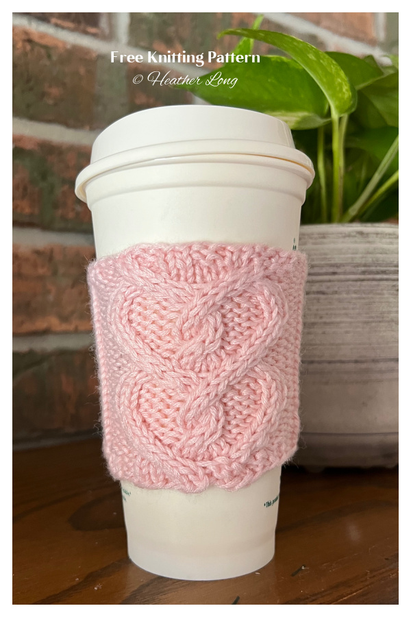 Sweetheart Cup Cozy Free Knitting Pattern