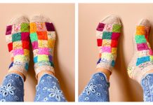 Garter Stitch Patchwork House Socks Free Knitting Pattern