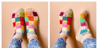 Garter Stitch Patchwork House Socks Free Knitting Pattern
