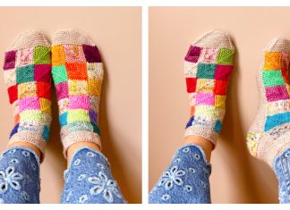 Garter Stitch Patchwork House Socks Free Knitting Pattern