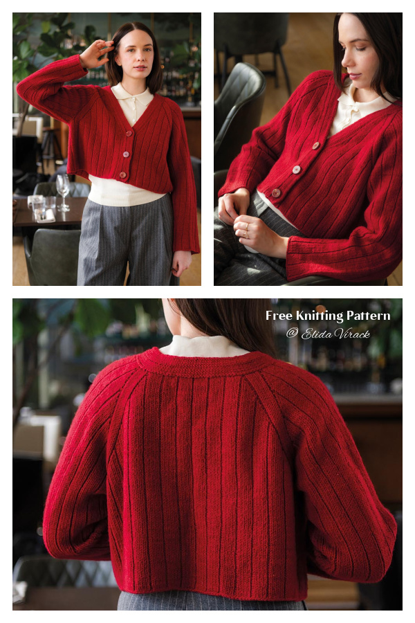 V-Neck Ribbed Chelsea Cardigan Free Knitting Pattern
