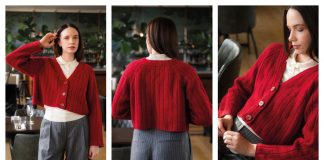V-Neck Ribbed Chelsea Cardigan Free Knitting Pattern