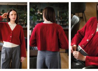 V-Neck Ribbed Chelsea Cardigan Free Knitting Pattern