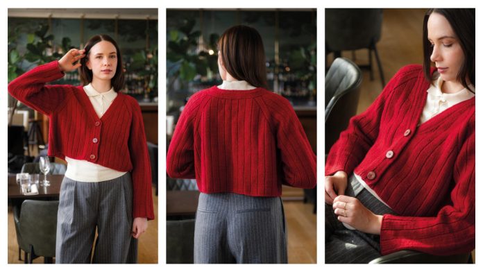 V-Neck Ribbed Chelsea Cardigan Free Knitting Pattern