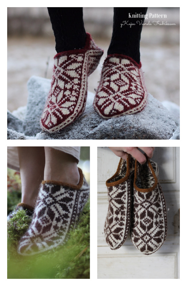 Arctic Starflower Slippers Knitting Pattern Arctic Starflower Slippers Knitting Pattern