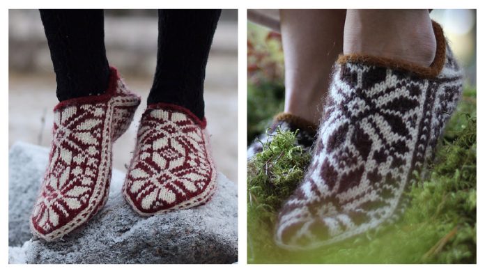 Arctic Starflower Slippers Knitting Pattern