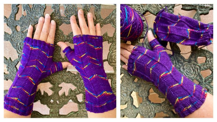 Chevron Fadewalker Fingerless Mitts Free Knitting Pattern