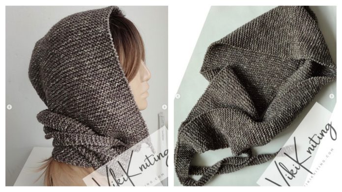 Garter Stitch Hood Scarf Free Knitting Pattern