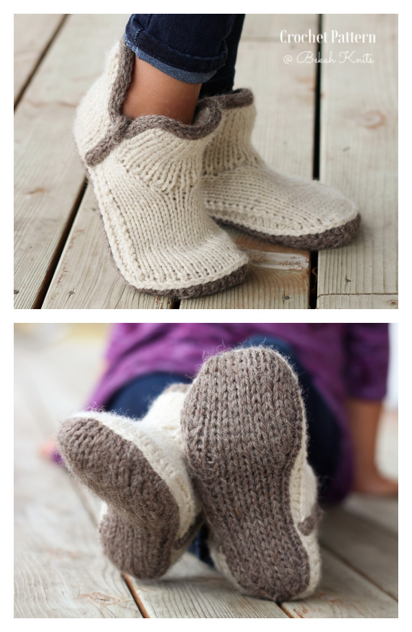Mini Modern Mocs Slippers Knitting Patterns