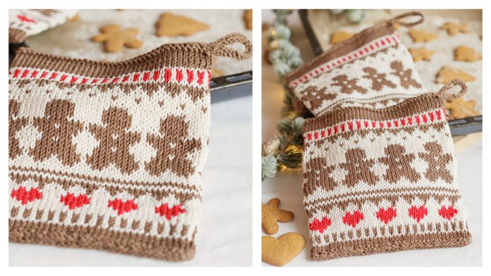 Gingerbread Love Potholders Free Knitting Pattern Gingerbread Love Potholders Free Knitting Pattern