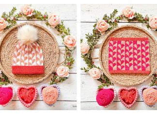 Half of my Heart Hat Cowl Knitting Patterns