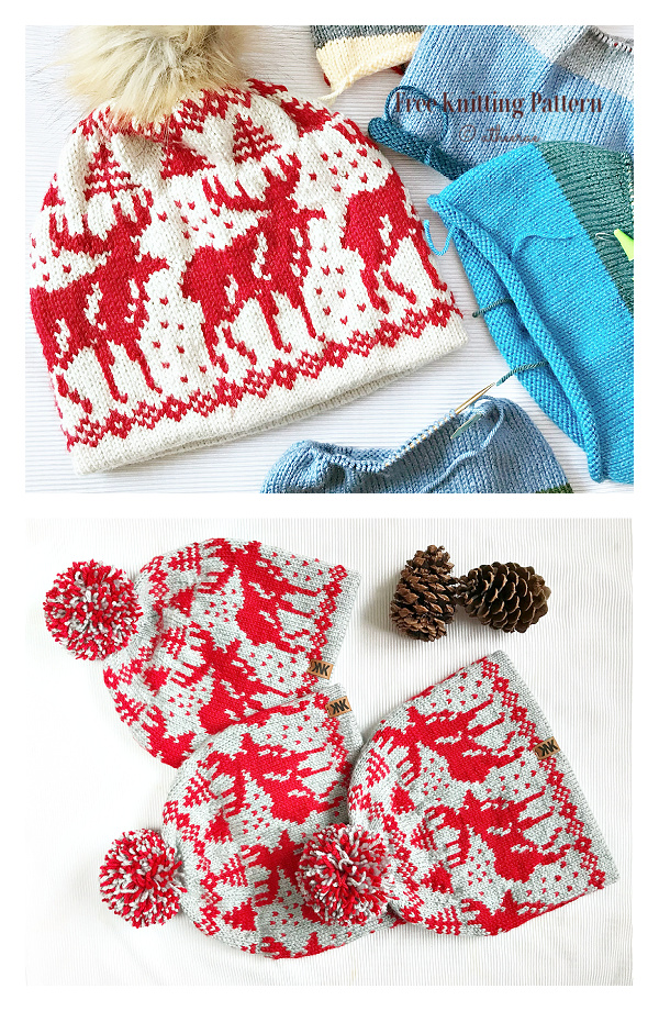 Moose Hat Free Knitting Pattern