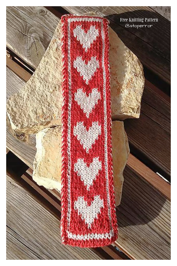 Valentine Heart Bookmark Free Knitting Patterns