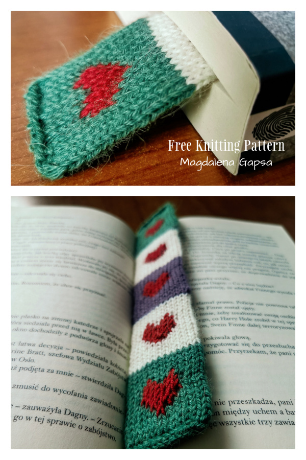 Valentine Read my Heart Bookmark Free Knitting Patterns