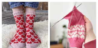 Heart Print Valentine Socks Knitting Patterns