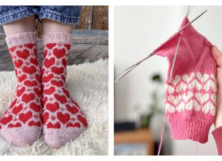 Heart Print Valentine Socks Knitting Patterns