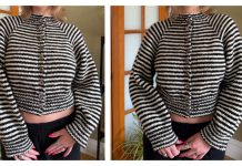 Crop Loupy Stripe Cardigan Free Knitting Pattern