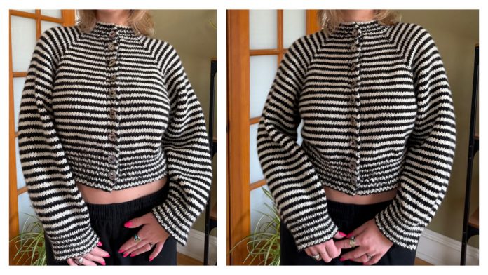 Crop Loupy Stripe Cardigan Free Knitting Pattern