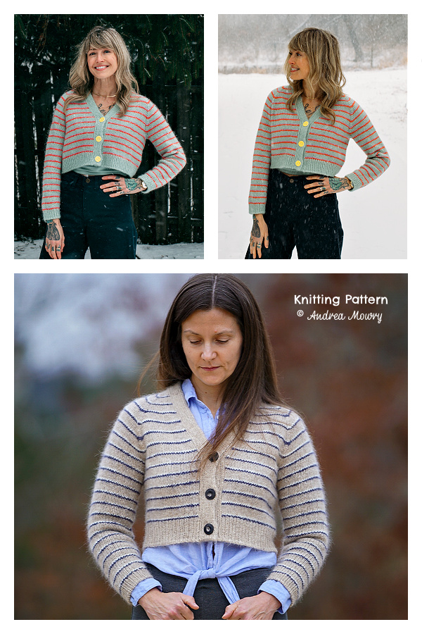 Cropped Frost Lines Cardigan Knitting Pattern
