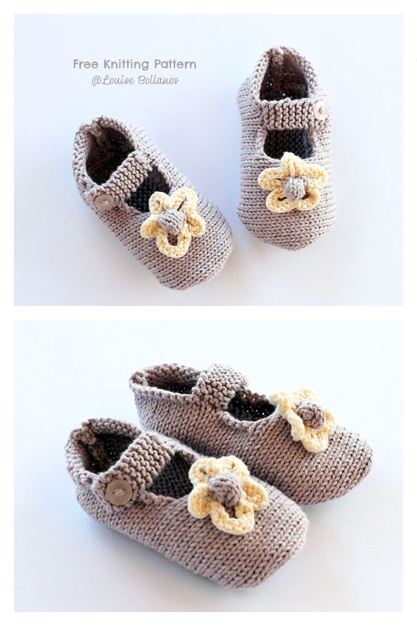 Flower Mary Jane Baby Booties Free Knitting Pattern Flower Mary Jane Baby Booties Free Knitting Pattern