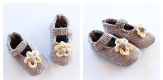 Flower Mary Jane Baby Booties Free Knitting Pattern